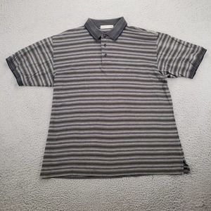 Nicklaus Shirt Mens Large‎ Gray Striped Classic Polo Golf Short Sleeve Outdoors
